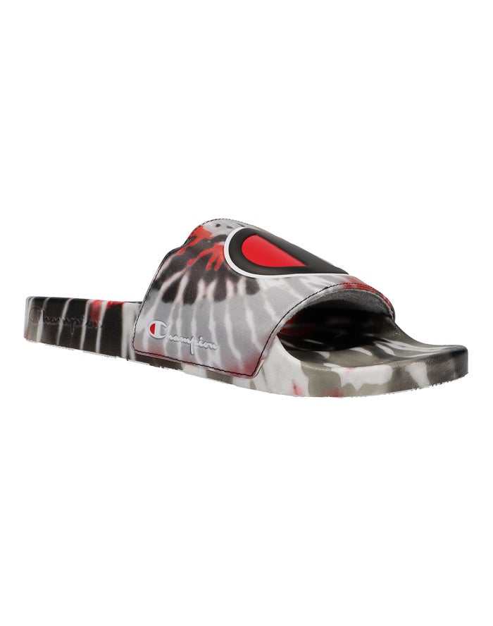 Champion Mens Slides NZ - Ipo Tie-Dye Black/Red ( 4236-HWXVP )